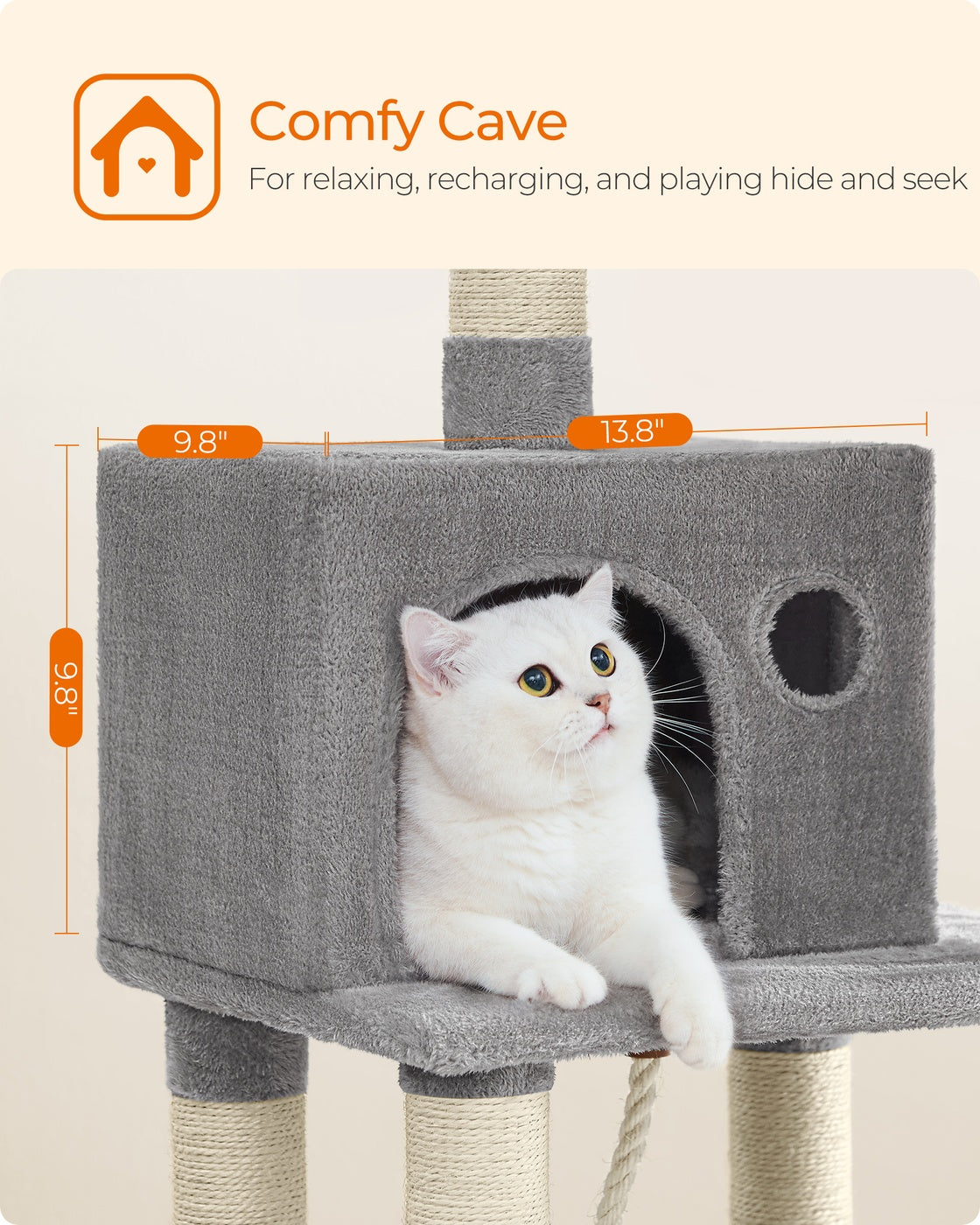 Cat Tower, Multi-Level Condo, 44.1-Inch, Light Gray - image 7