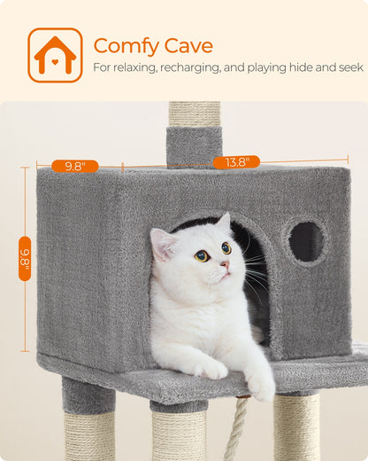 Cat Tower, Multi-Level Condo, 44.1-Inch, Light Gray - image 7