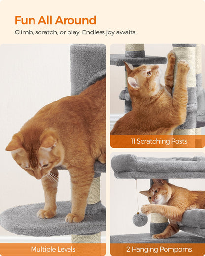 Cat Tower, Multi-Level Condo, 44.1-Inch, Light Gray - image 8