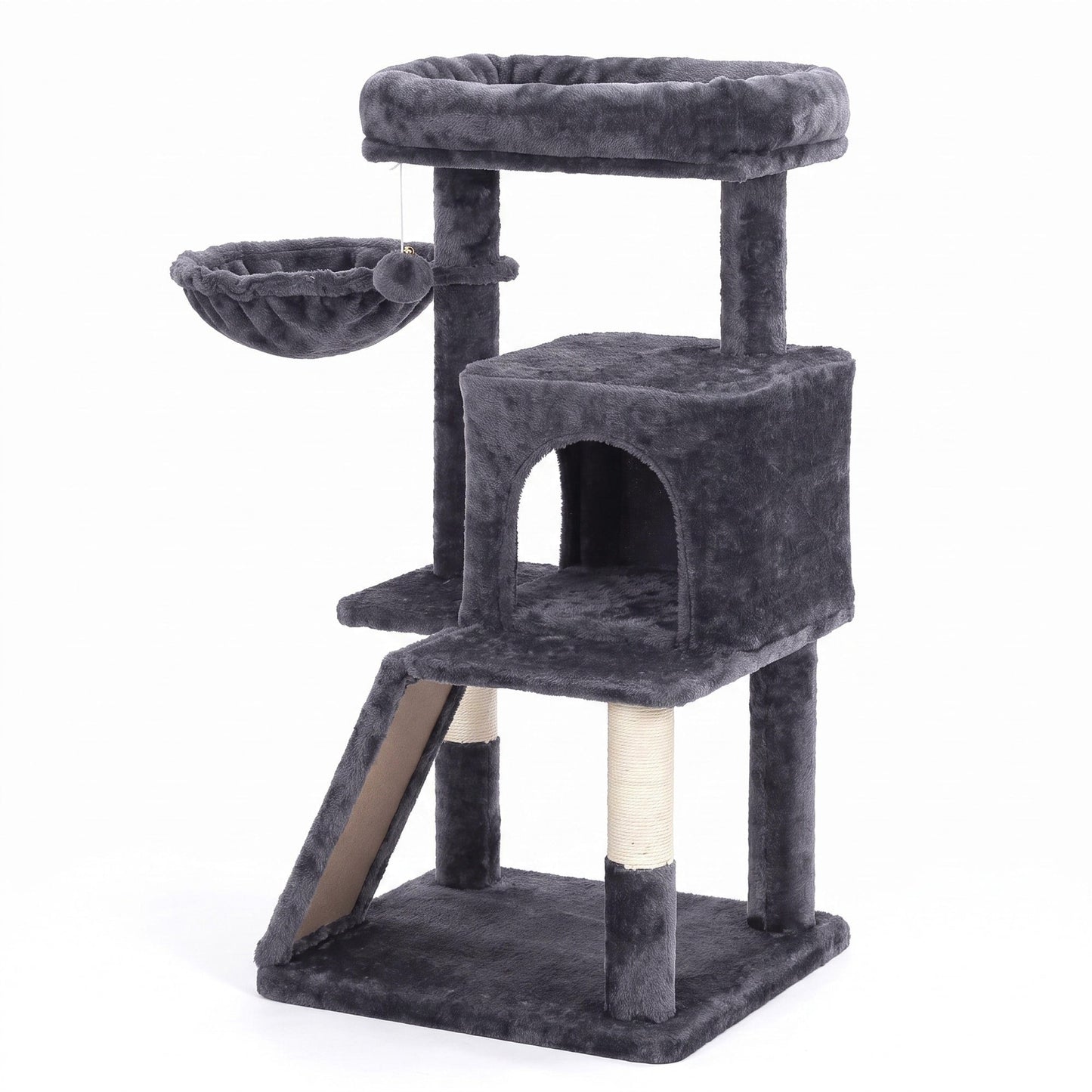 Small Cat Tree Tower with Sisal Scratching Posts, Light Grey - image 7