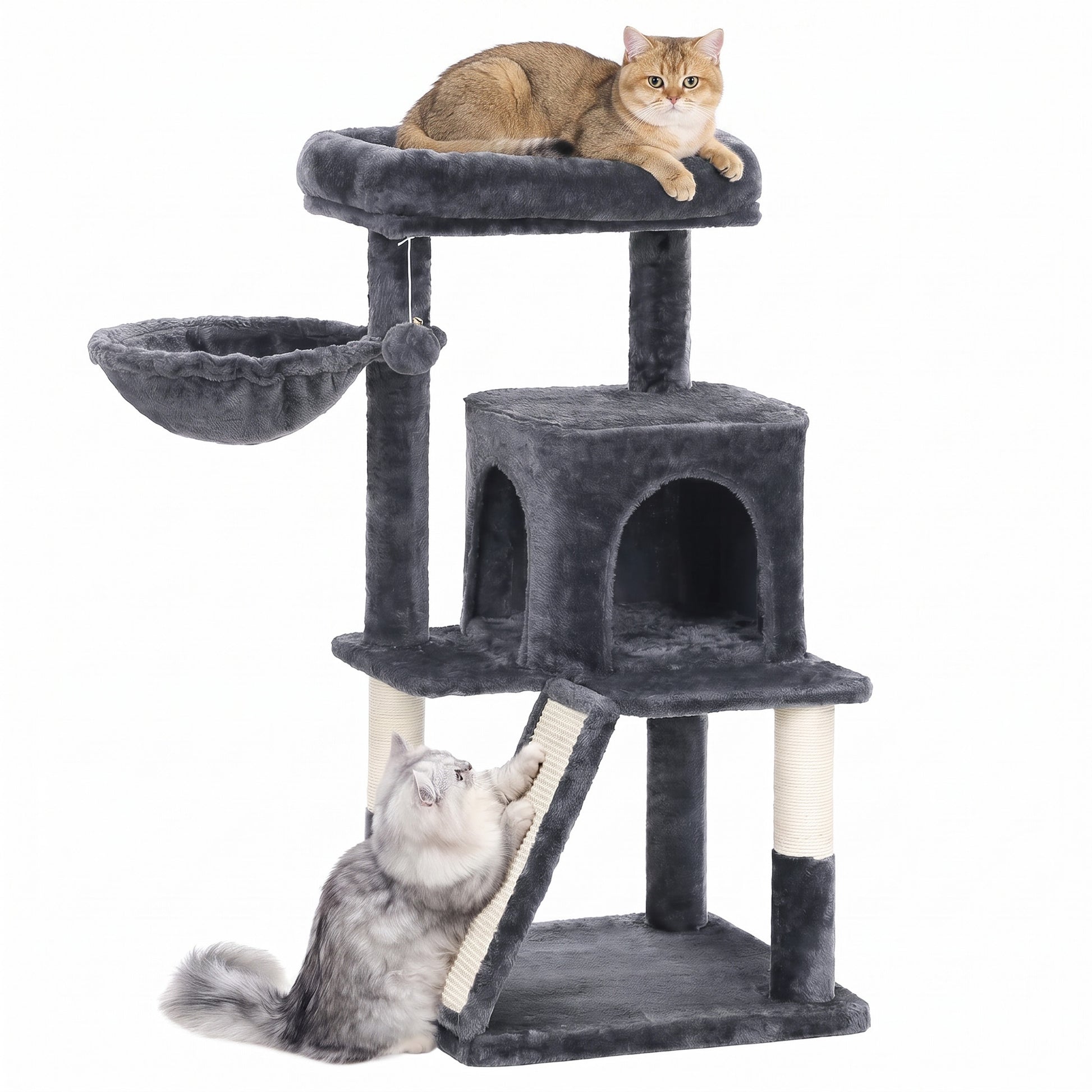 Small Cat Tree Tower with Sisal Scratching Posts, Light Grey - image 8