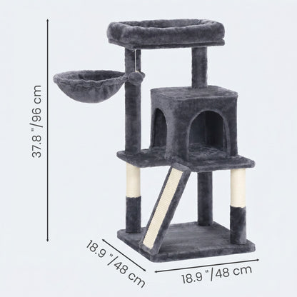 Small Cat Tree Tower with Sisal Scratching Posts, Light Grey - image 9