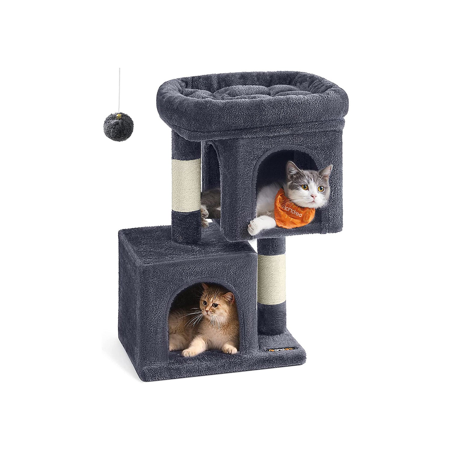 26.4-Inch Cat Tower with 2 Cat Caves - HWLEXTRA 