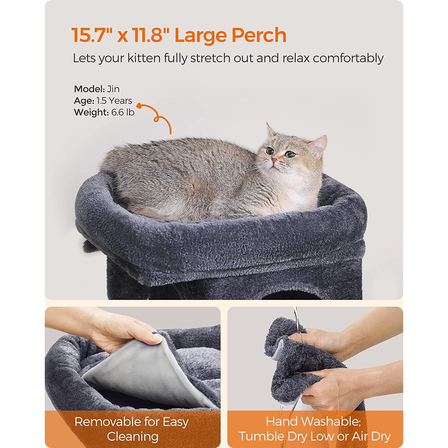 26.4-Inch Cat Tower with 2 Cat Caves - HWLEXTRA 