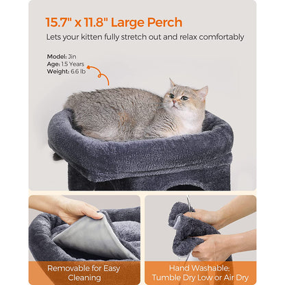 26.4-Inch Cat Tower with 2 Cat Caves - HWLEXTRA 