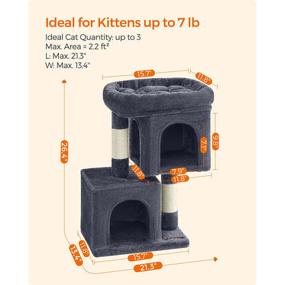 26.4-Inch Cat Tower with 2 Cat Caves - HWLEXTRA 
