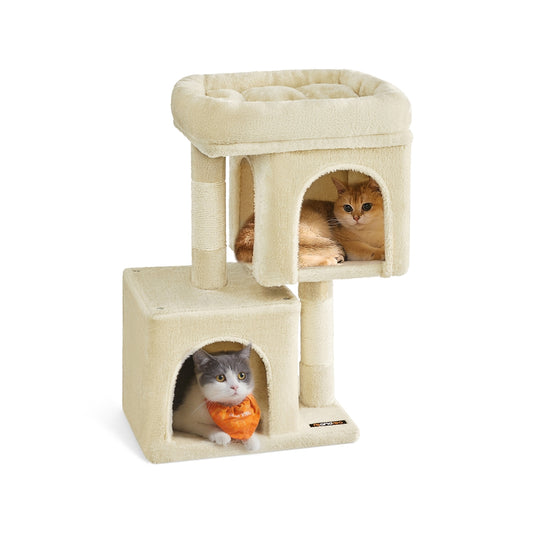26.4-Inch Cat Tower with 2 Cat Caves - HWLEXTRA 