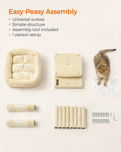 26.4-Inch Cat Tower with 2 Cat Caves - HWLEXTRA 