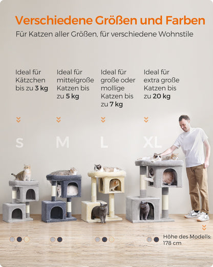 Cat Tree Tower 67 cm for Kittens up to 3 kg 2 Caves Light Grey