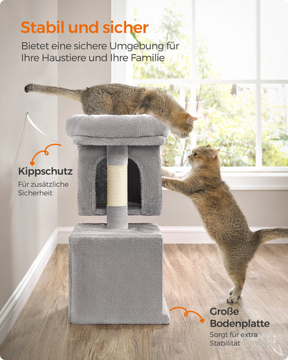 Cat Tree Tower 67 cm for Kittens up to 3 kg 2 Caves Light Grey