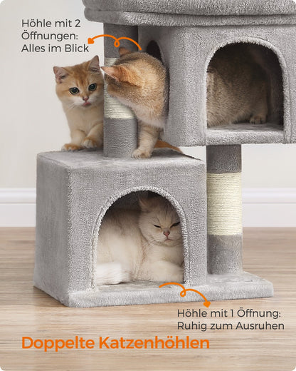 Cat Tree Tower 67 cm for Kittens up to 3 kg 2 Caves Light Grey