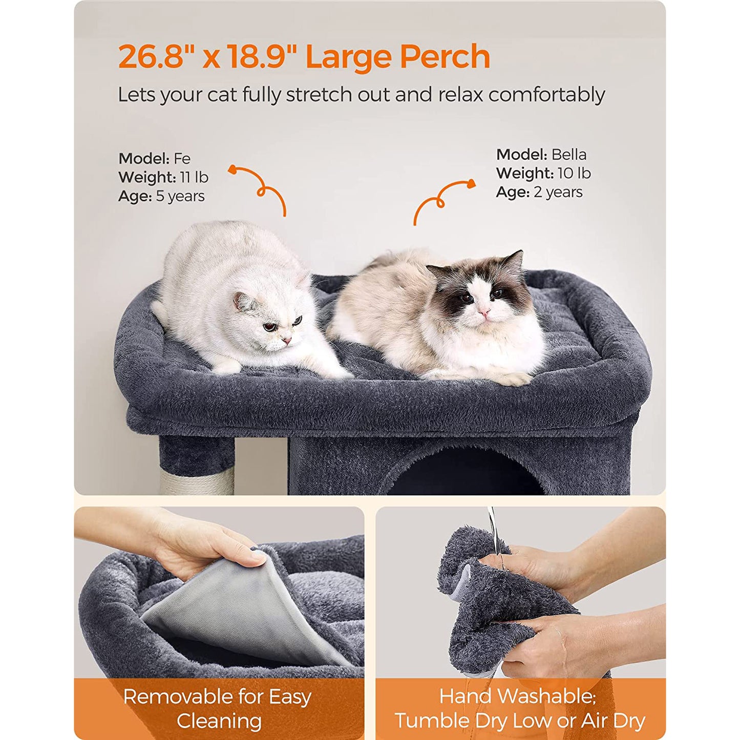 39.8-Inch Cat Tower for Extra Large Cats up to 44 lb - HWLEXTRA 