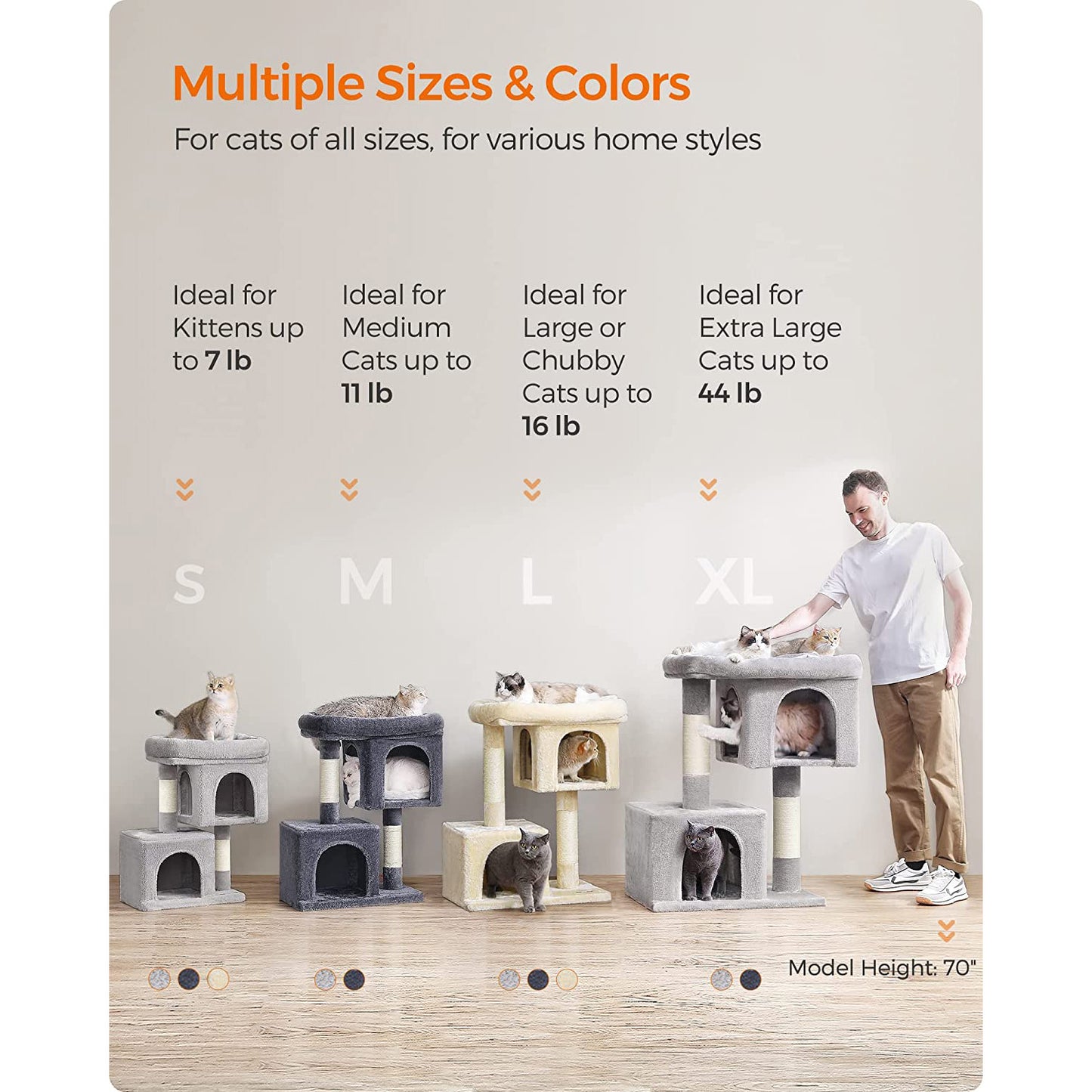 39.8-Inch Cat Tower for Extra Large Cats up to 44 lb - HWLEXTRA 