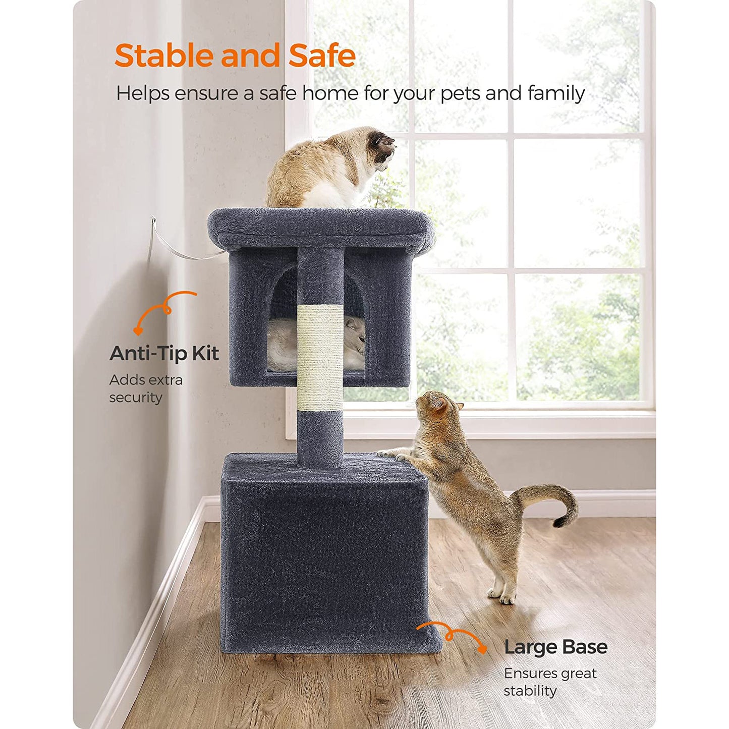 39.8-Inch Cat Tower for Extra Large Cats up to 44 lb - HWLEXTRA 