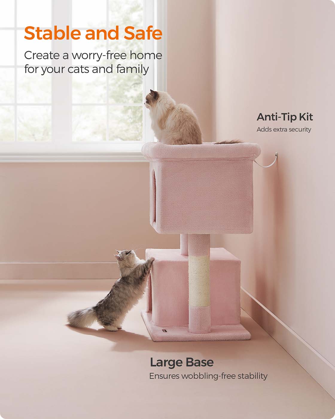 39.8-Inch Cat Tower for Extra Large Cats up to 44 lb - HWLEXTRA 