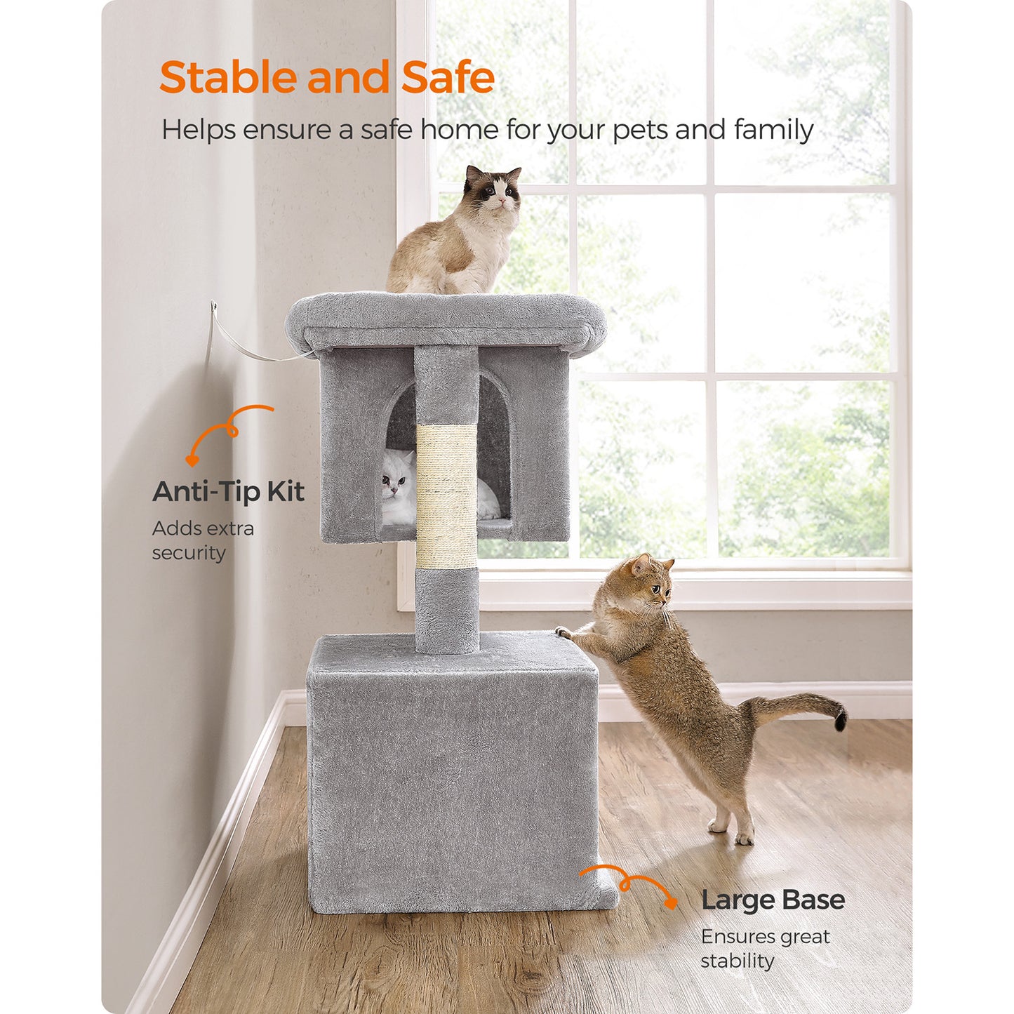 39.8-Inch Cat Tower for Extra Large Cats up to 44 lb - HWLEXTRA 