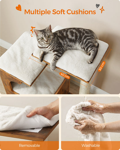86 cm Cat Tree Medium Cat Tower with 3 Beds and Cave Gray and White - image 4