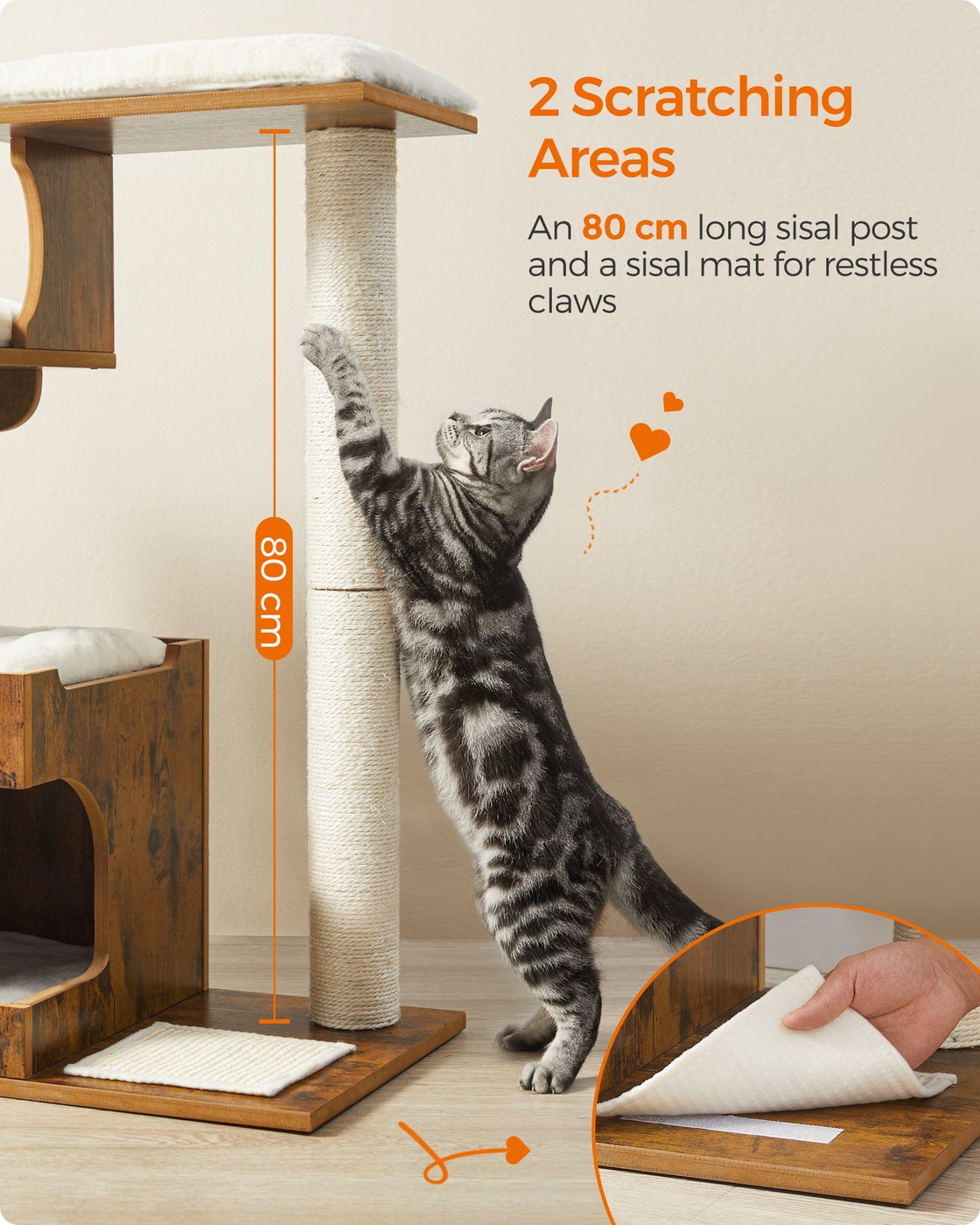 86 cm Cat Tree Medium Cat Tower with 3 Beds and Cave Gray and White - image 6