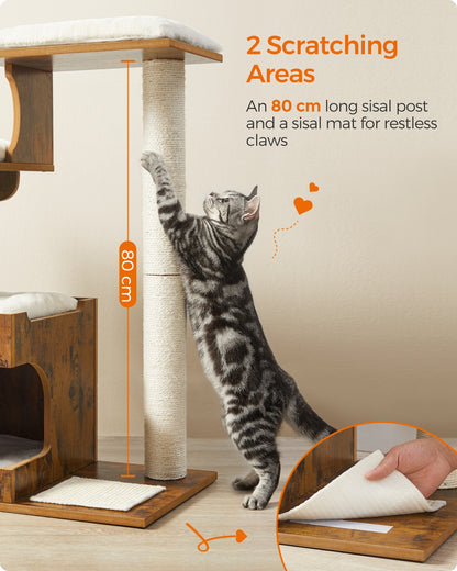86 cm Cat Tree Medium Cat Tower with 3 Beds and Cave Gray and White - image 6