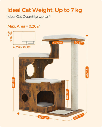 86 cm Cat Tree Medium Cat Tower with 3 Beds and Cave Gray and White - image 8