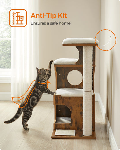 86 cm Cat Tree Medium Cat Tower with 3 Beds and Cave Gray and White - image 10