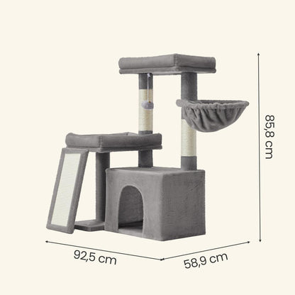 Multi-Level Cat Tree for Multiple Cats with Beds & Scratching Posts, Dove Grey - image 3