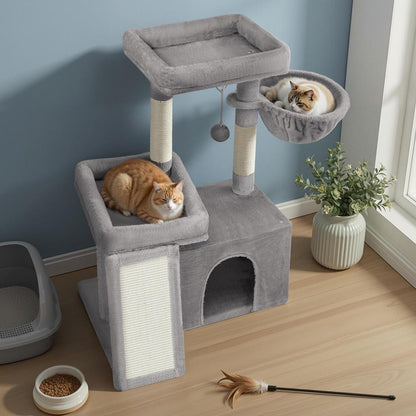 Multi-Level Cat Tree for Multiple Cats with Beds & Scratching Posts, Dove Grey - image 5
