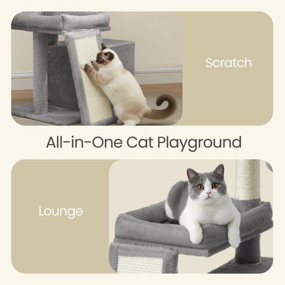 Multi-Level Cat Tree for Multiple Cats with Beds & Scratching Posts, Dove Grey - image 7