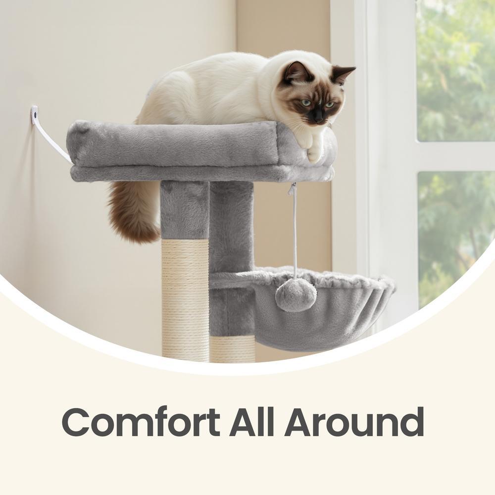 Multi-Level Cat Tree for Multiple Cats with Beds & Scratching Posts, Dove Grey - image 8