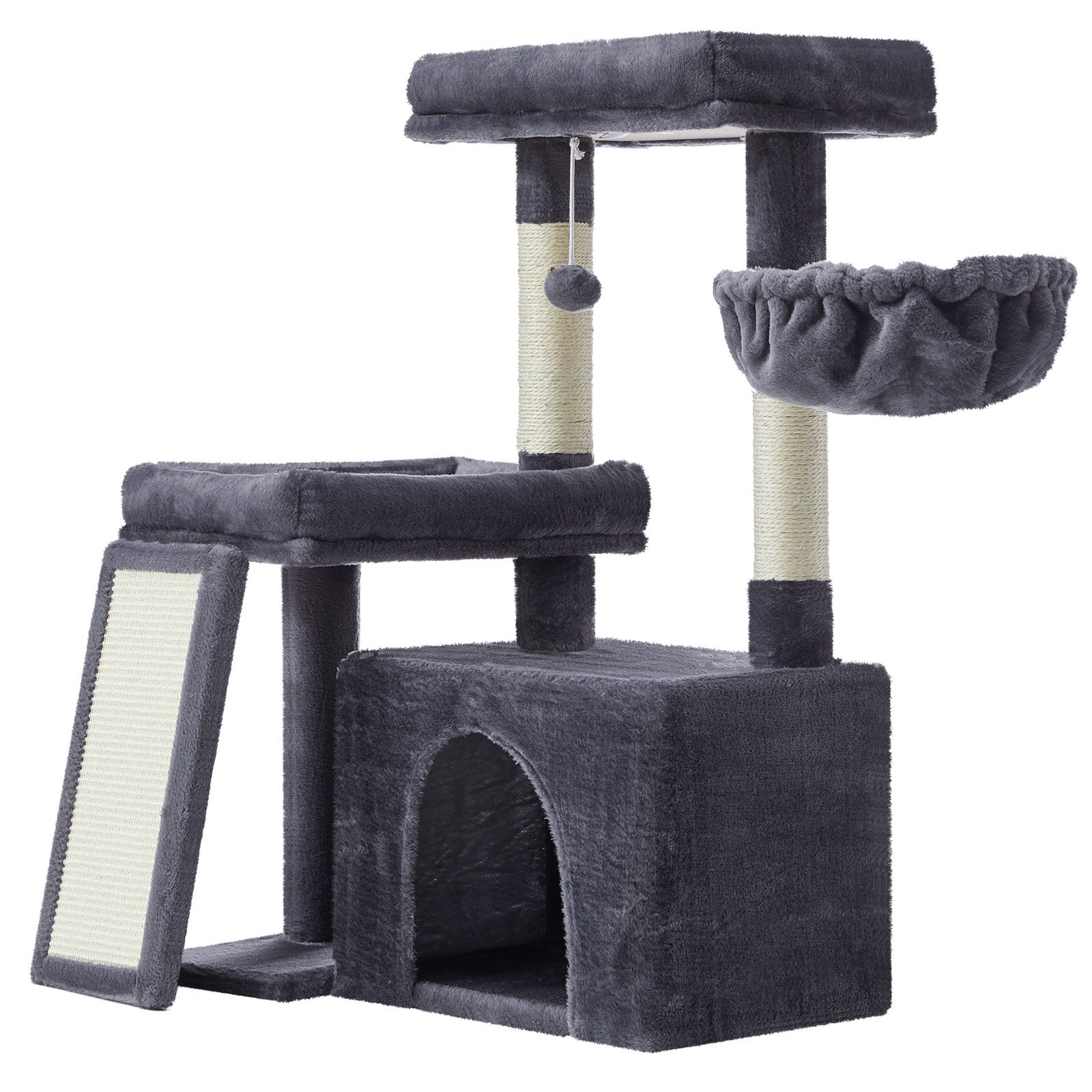 Multi-Level Cat Tree for Multiple Cats with Beds & Scratching Posts, Dove Grey - image 10