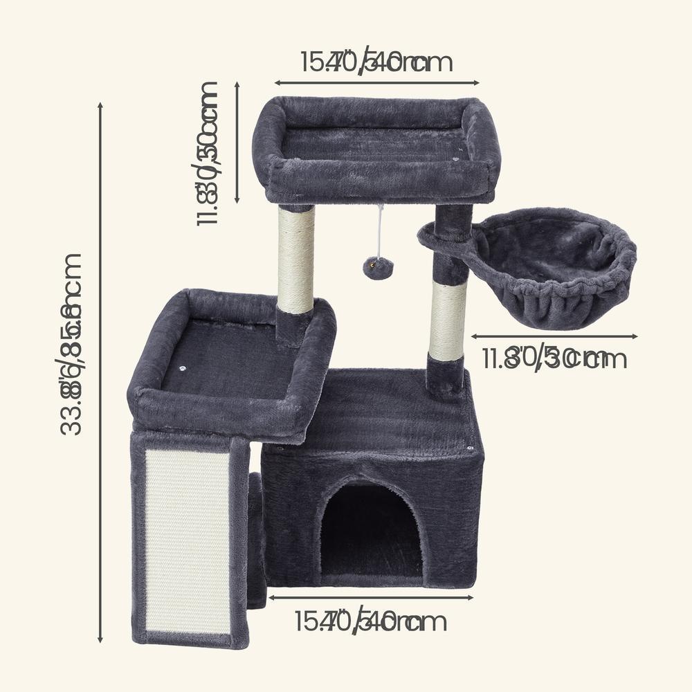 Multi-Level Cat Tree for Multiple Cats with Beds & Scratching Posts, Dove Grey - image 11
