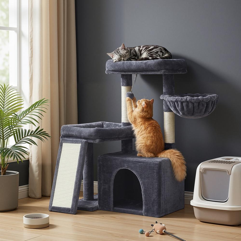 Multi-Level Cat Tree for Multiple Cats with Beds & Scratching Posts, Dove Grey - image 13
