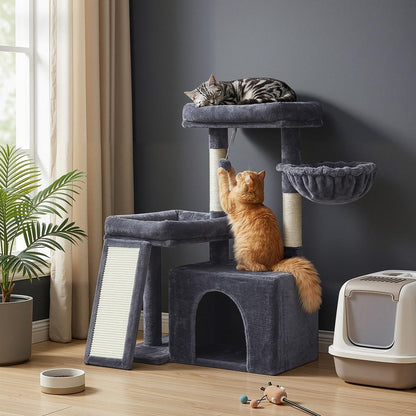 Multi-Level Cat Tree for Multiple Cats with Beds & Scratching Posts, Dove Grey - image 13
