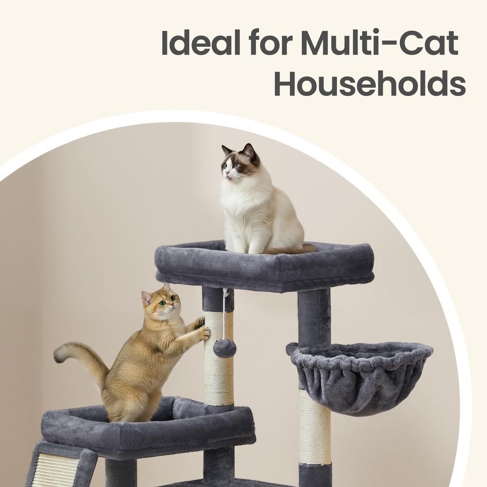 Multi-Level Cat Tree for Multiple Cats with Beds & Scratching Posts, Dove Grey - image 14