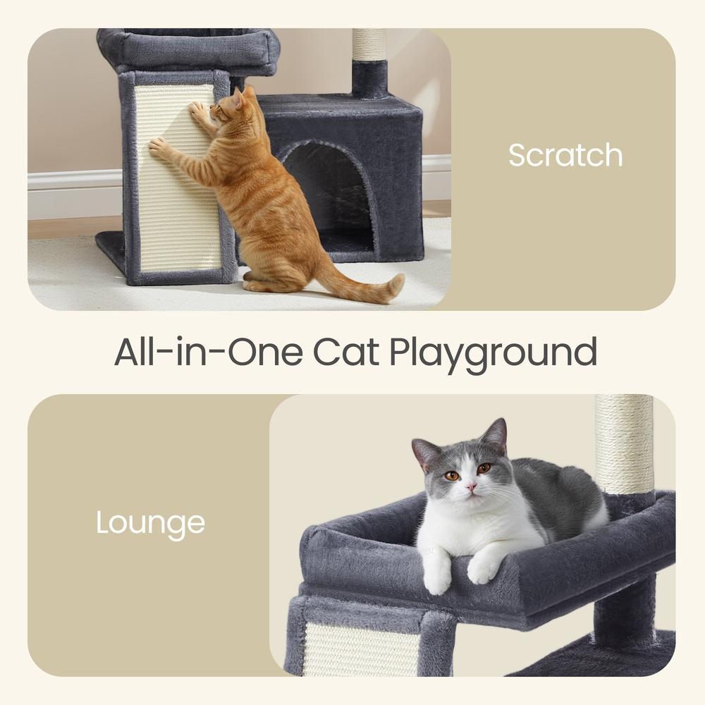 Multi-Level Cat Tree for Multiple Cats with Beds & Scratching Posts, Dove Grey - image 15
