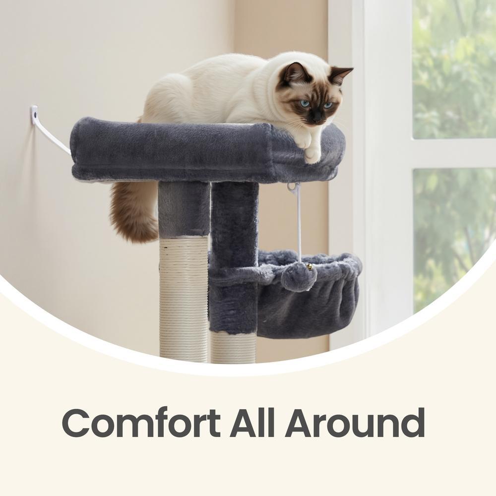 Multi-Level Cat Tree for Multiple Cats with Beds & Scratching Posts, Dove Grey - image 16