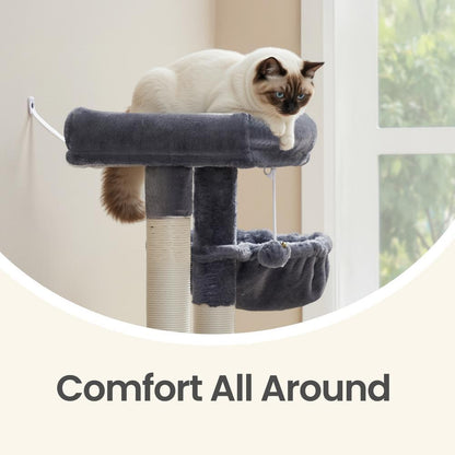 Multi-Level Cat Tree for Multiple Cats with Beds & Scratching Posts, Dove Grey - image 16