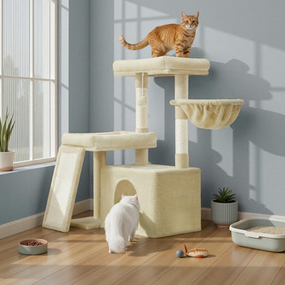 Multi-Level Cat Tree for Multiple Cats with Beds & Scratching Posts, Dove Grey - image 20