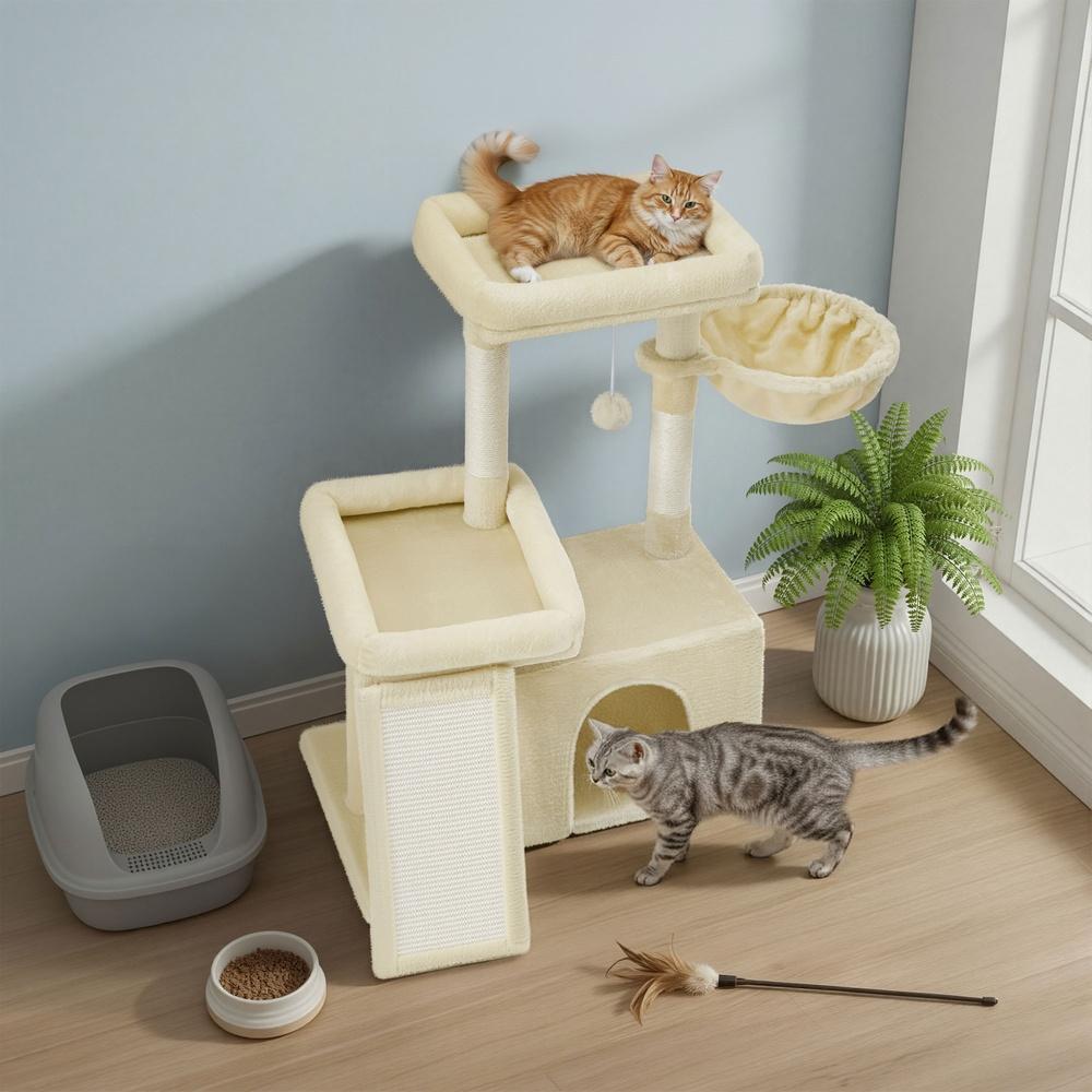 Multi-Level Cat Tree for Multiple Cats with Beds & Scratching Posts, Dove Grey - image 21