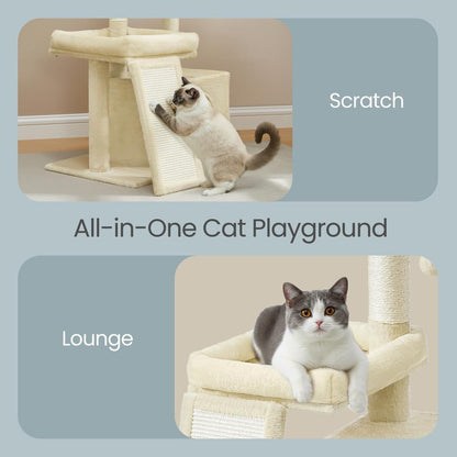 Multi-Level Cat Tree for Multiple Cats with Beds & Scratching Posts, Dove Grey - image 23