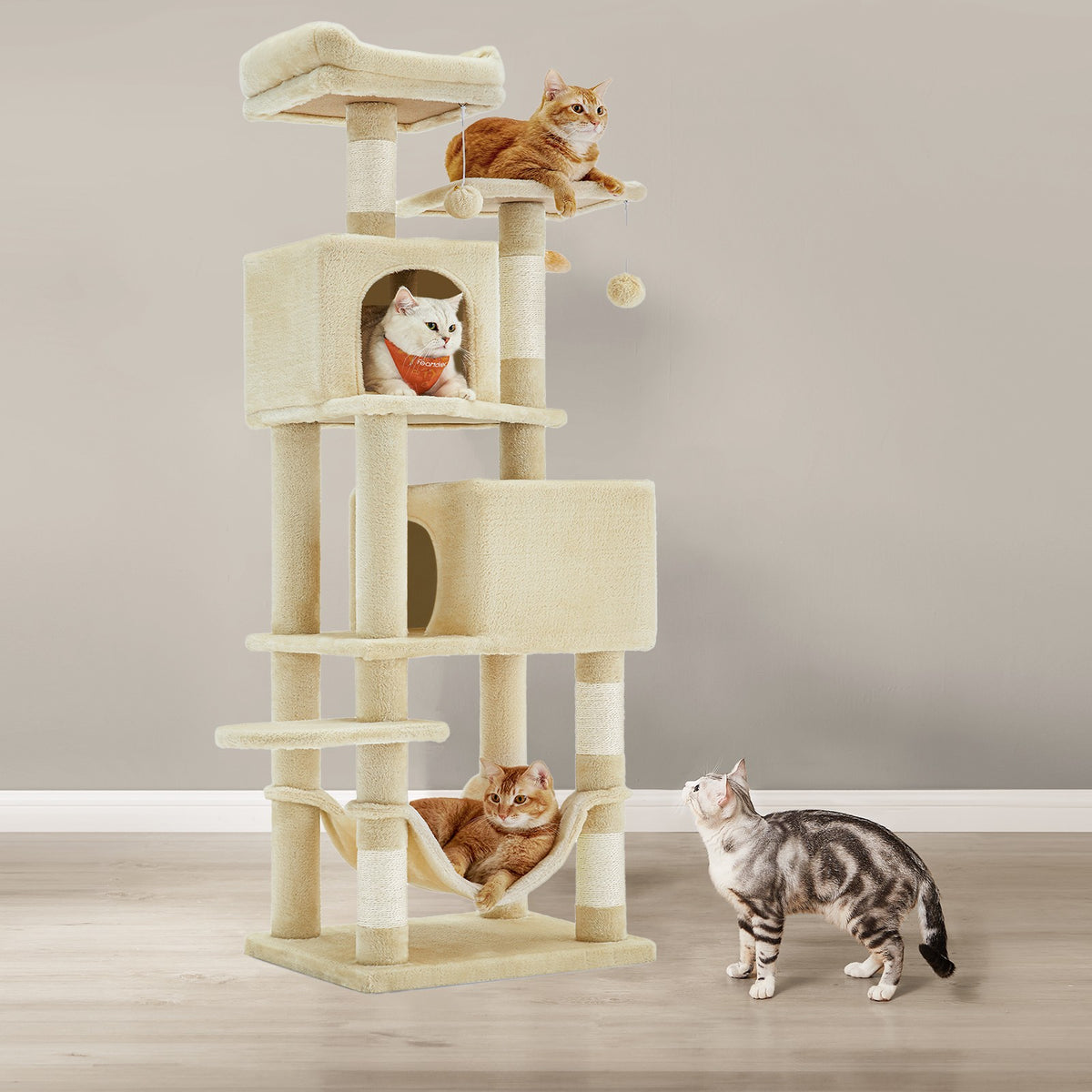 155 cm Cat Tree — Light Grey or Beige