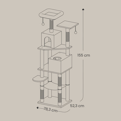 155 cm Cat Tree — Light Grey or Beige