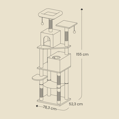 155 cm Cat Tree — Light Grey or Beige