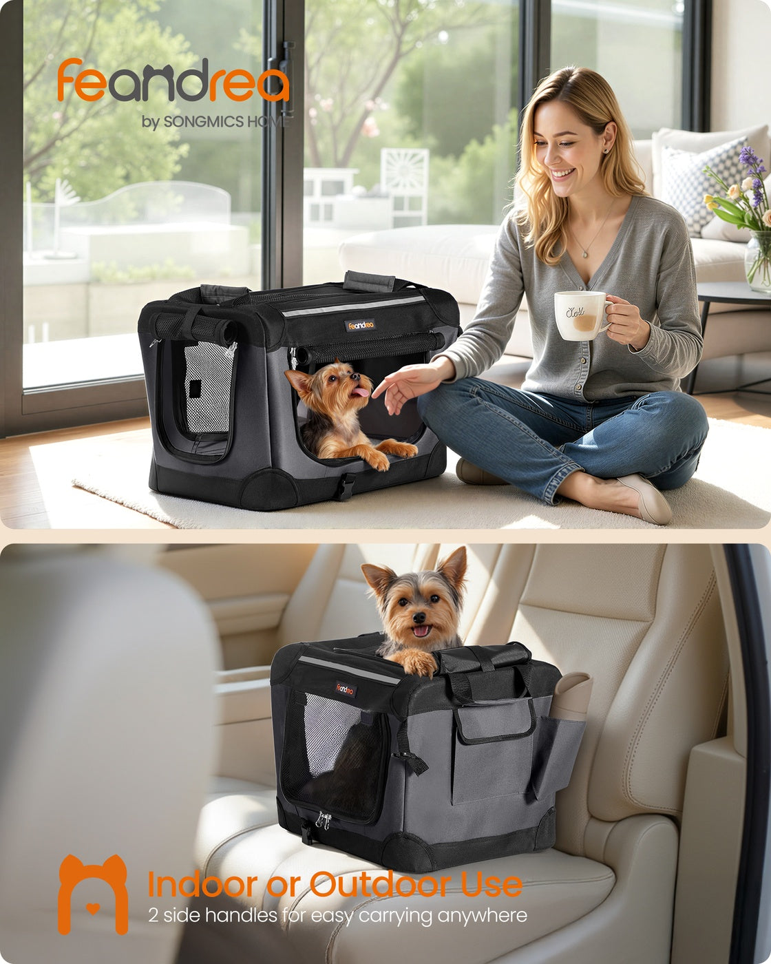 Collapsible Dog Crate 24-Inch 4 Mesh Doors Handles Storage Pocket - image 26