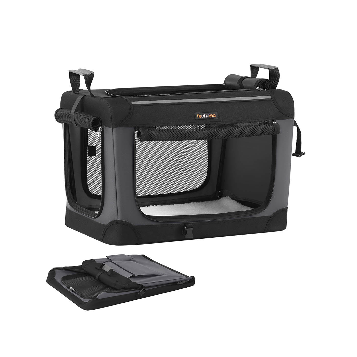 Collapsible Dog Crate 24-Inch 4 Mesh Doors Handles Storage Pocket