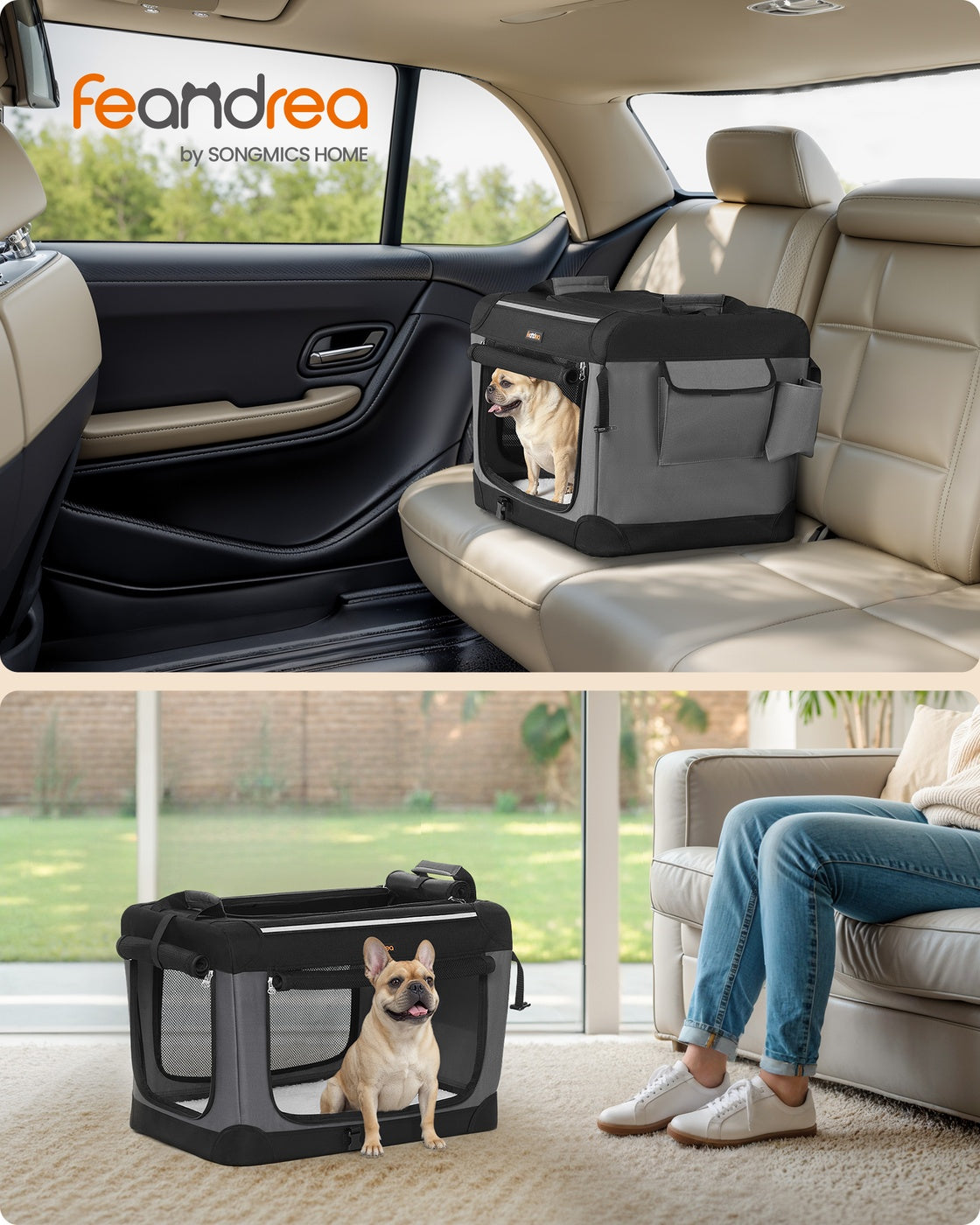 Collapsible Dog Crate 24-Inch 4 Mesh Doors Handles Storage Pocket - image 2