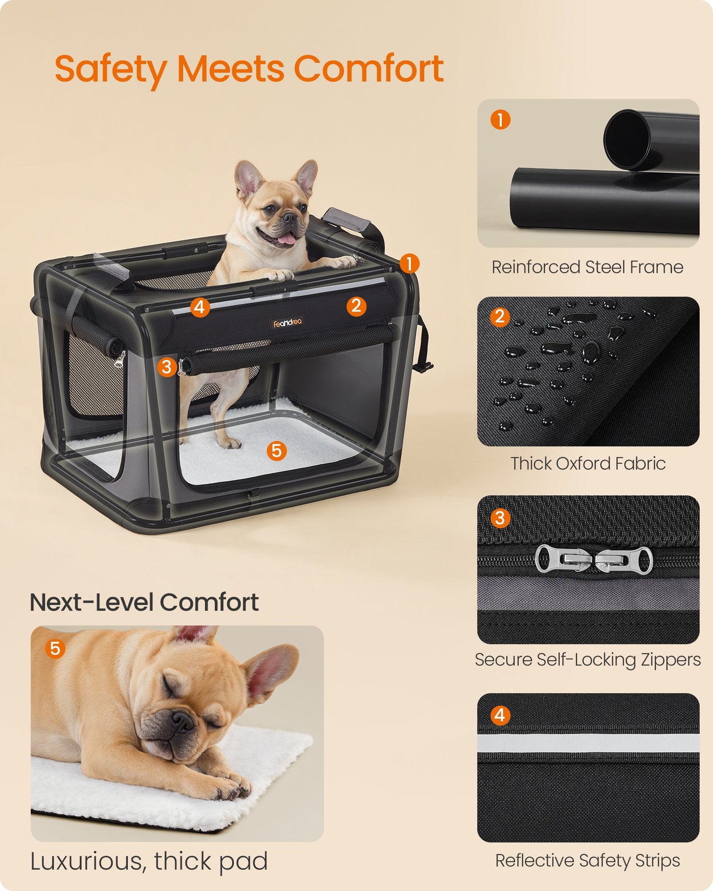 Collapsible Dog Crate 24-Inch 4 Mesh Doors Handles Storage Pocket - image 5
