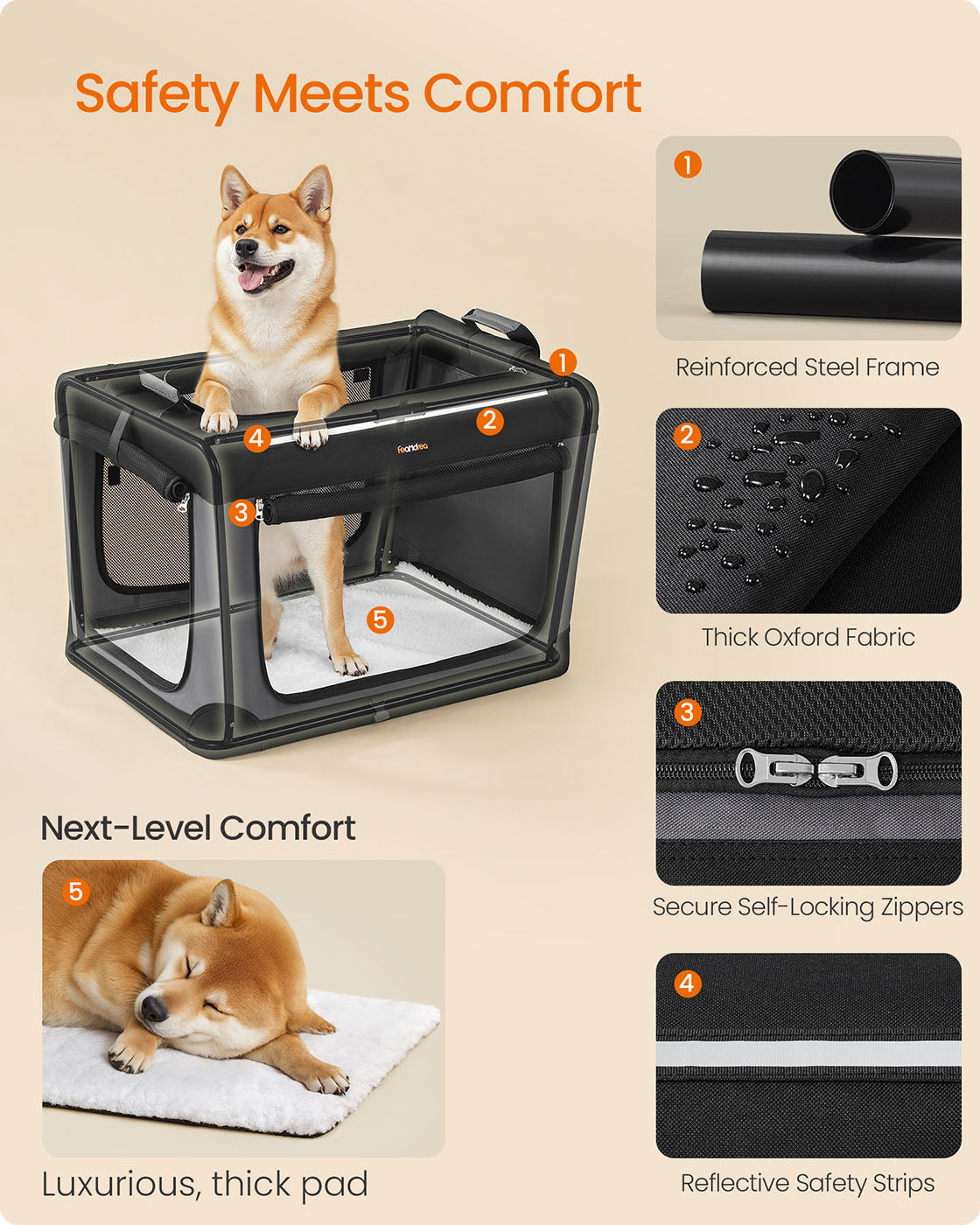 Collapsible Dog Crate 24-Inch 4 Mesh Doors Handles Storage Pocket - image 11