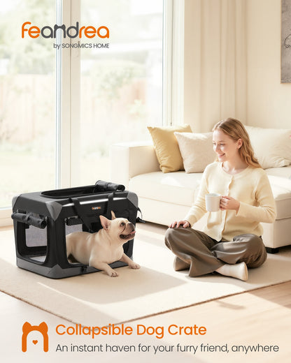 Collapsible fabric dog crate with mesh doors for travel - image 2
