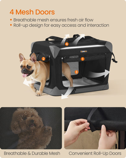 Collapsible fabric dog crate with mesh doors for travel - image 4